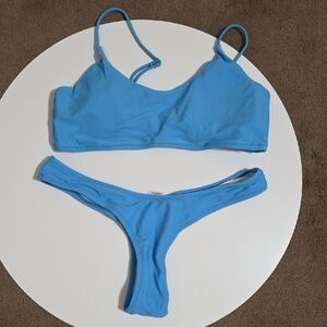 Solid Light Blue Two-Piece Bikini Set